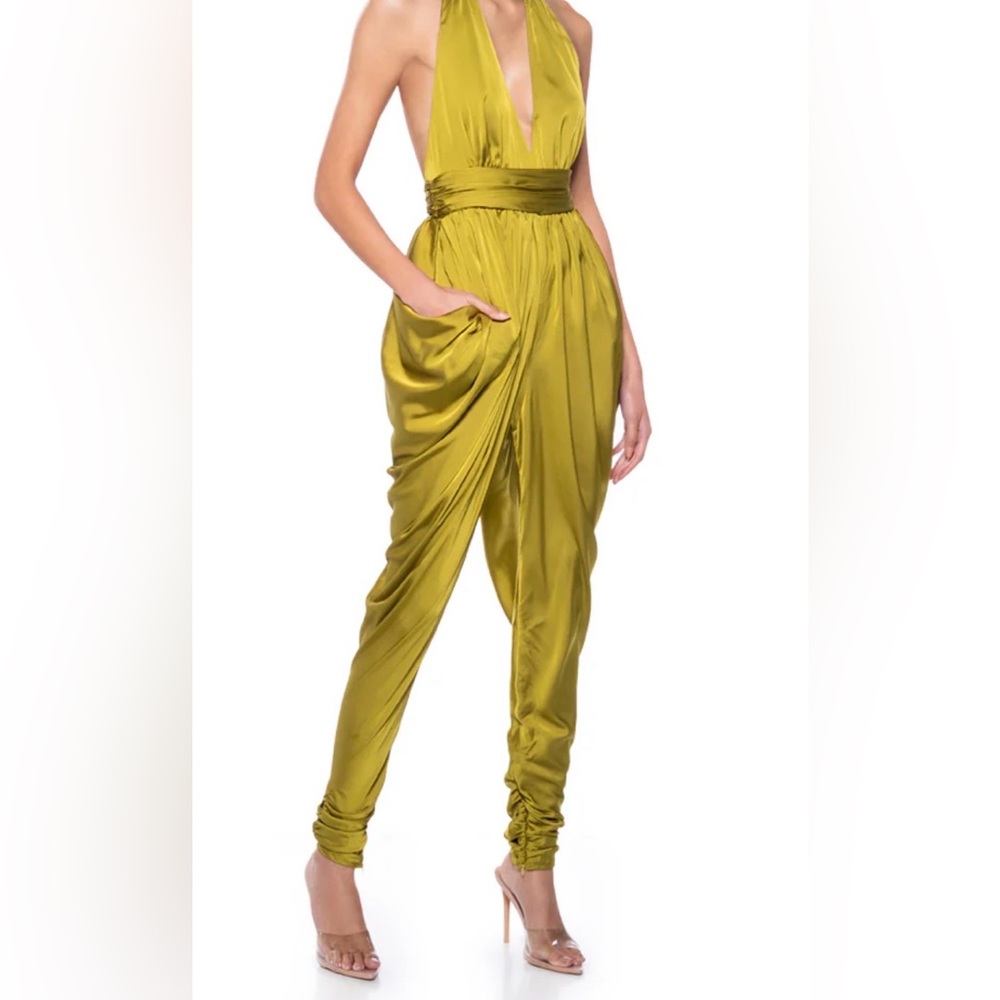 AKIRA Lime Green Halter Jumpsuit - Picture 4 of 4